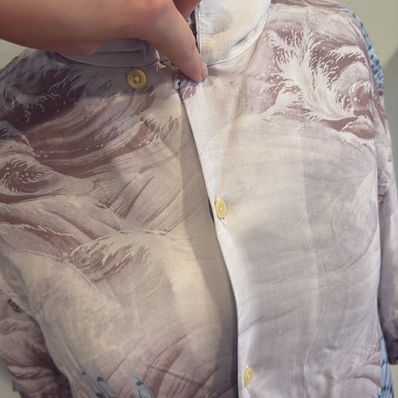 All Saints Multicolor Feather Print Button Down Collared Shirt - Picture 5 of 11